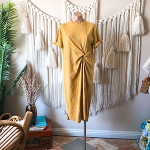 Bare Moon Twist Front Midi Dress with Slit